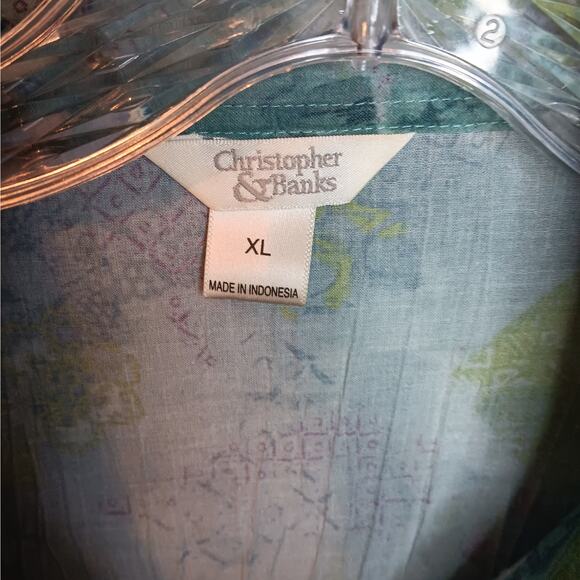 EUC Christopher & Banks XL Turquoise Purple 3/4 Sleeves Blouse - Picture 2 of 5